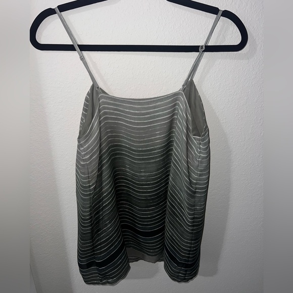 EUC Vince 100% Silk Green White Striped Lined Tank Small Lightweight - Picture 3 of 7